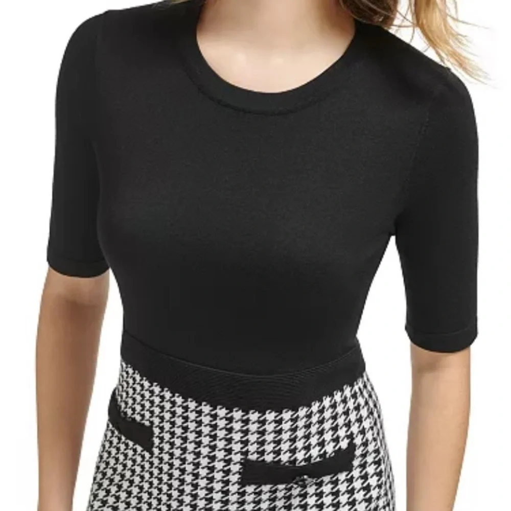 Karl Lagerfeld Paris New: Women's Houndstooth Sweater Dress - Picture 5 of 5